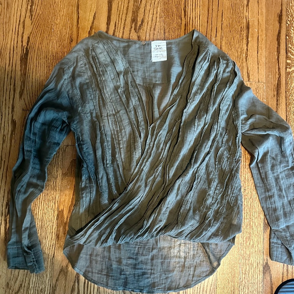 Free People FP ONE Olive Draped Blouse